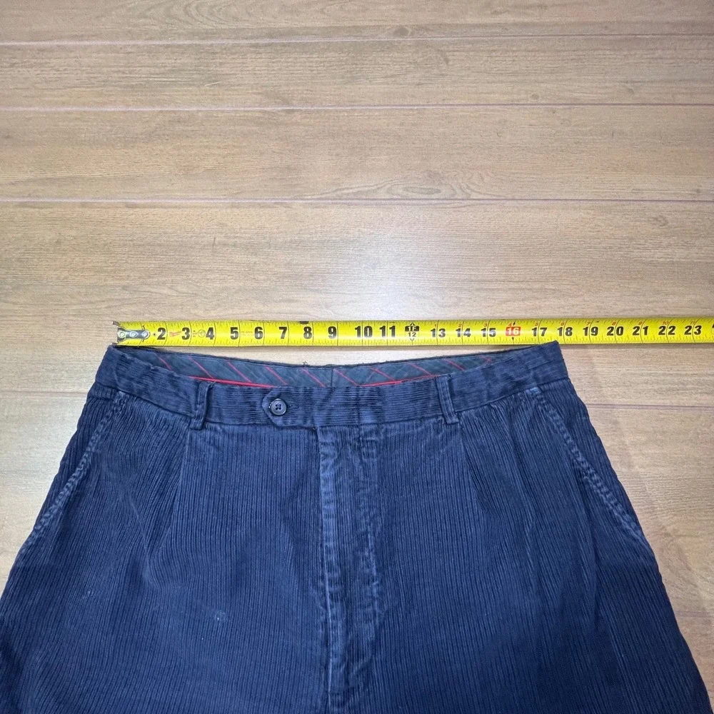 Turnbury Mens Navy Blue Corduroy Pleated Relaxed Fit Pants‎ 38x30